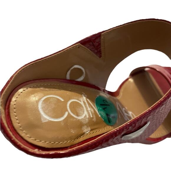 Calvin Klein Lorinda HEELS Womens 7 1/2 RED Snake Skin Pattern Classy Elegant - Picture 8 of 10